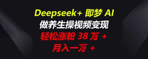 Deepseek+即梦AI，做养生操视频变现，轻松涨粉38W+，月入一W+-壹启创课