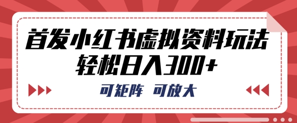 首发小红书虚拟资料玩法，可矩阵，可放大，轻松日入3张 - 壹启创课-壹启创课