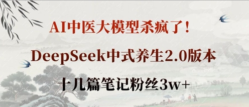 AI中医大模型杀疯了！DeepSeek中式养生2.0版本，十几篇笔记粉丝3w+-壹启创课