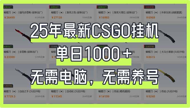 （14178期）25年最新CSGO挂机系统，单日1000+，无需电脑，无需养号，0基础可上手 - 壹启创课-壹启创课