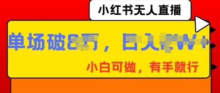 小红书无人直播，纯小白可做，有手就行，单场直播销售额破8w - 壹启创课-壹启创课