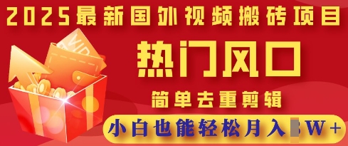 2025最新视频搬砖项目，热门风口，简单去重剪辑，小白也能轻松月入过W - 壹启创课-壹启创课