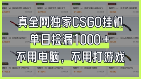 真全网独家CSGO挂G，单日捡漏1k+【揭秘】-壹启创课