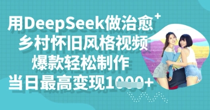 用DeepSeek做治愈乡村怀旧风格视频，爆款轻松制作，当日最高变现多张 - 壹启创课-壹启创课